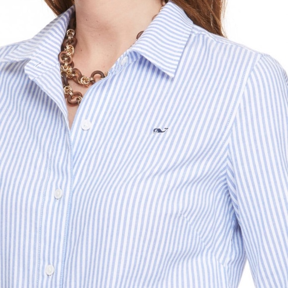 Vineyard Vines Oxford Striped Buffon Down - Picture 2 of 3
